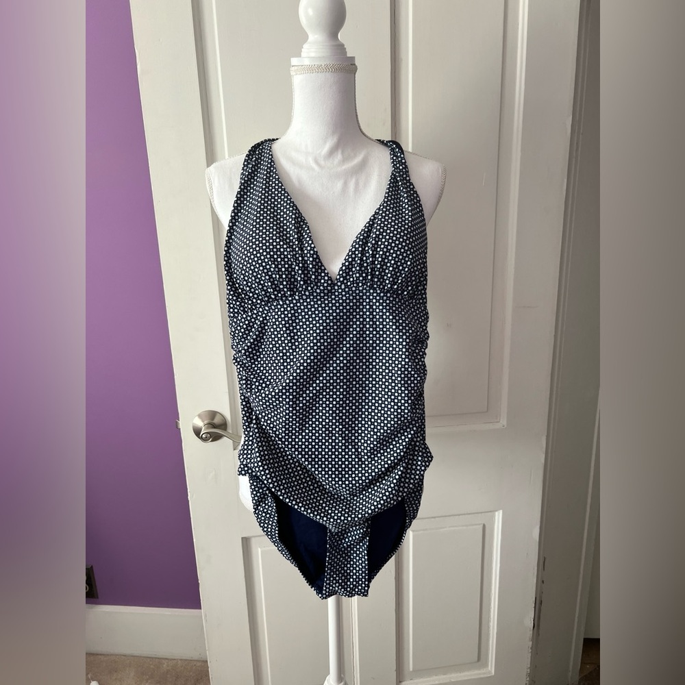 Gap body size large navy Polka Dot Halter Swimsuit
